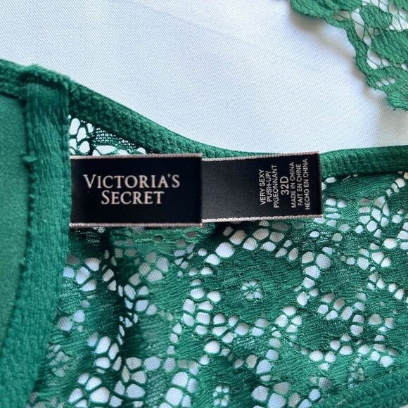 VICTORIA'S SECRET FOREST GREEN VERY SEXY PUSH-UP PIGEONNANT RACERBACK LACE BRA - Picture 9 of 10